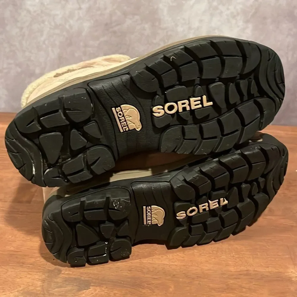 Sorel Women's Waterfall NL1964 Suede Winter Snow Boot Flax tan color size 7